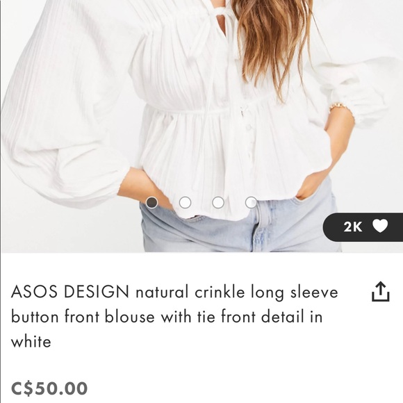 ASOS DESIGN natural crinkle long sleeve blouse with tie front - Picture 1 of 7